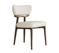 Moderna silla de comedor tapizada con respaldo curvado y asiento de piel sintética, patas de madera, silla decorativa para cocina, sala de estar, muebles elegantes para uso doméstico y comercial