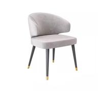 Moderna silla de comedor tapizada para cocina, silla de tocador para damas, silla decorativa de terciopelo de mediados de siglo, diseño ergonómico, sillón de dormitorio (gris claro, patas negras)