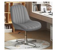 Moderna silla de oficina ajustable con patas giratorias de 360° sin brazos, silla de escritorio ancha en piel caqui, respaldo medio acolchado para oficina en casa