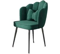 Moderna silla de oficina en casa con diseño de carcasa grande y patas de metal, bonita silla de escritorio para comedor, sala de estar, silla de ocio con almohada para dormitorio, silla verde con