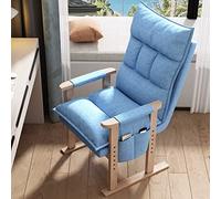 Moderna silla de salón tapizada azul con reposabrazos y bolsillos laterales, marco de acero individual, silla decorativa para sala de estar, dormitorio o dormitorio, muebles de interior cómodos y