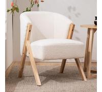 Moderna silla de sofá individual con respaldo en forma y patas de madera para sala de estar, dormitorio, esquina de lectura y asientos de invitados