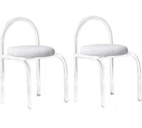 Moderna silla de tocador de acrílico con cojín de terciopelo, silla apilable para sala de maquillaje y comedor para un elegante asiento de dormitorio