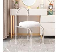 Moderna silla de tocador de acrílico con cojín de terciopelo, taburete apilable para dormitorio, sala de estar, oficina, silla de comedor transparente como silla lateral decorativa