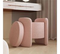 Moderna silla de tocador de maquillaje Boucle con almacenamiento, taburete de dormitorio rosa boucle para tocador, banco de almacenamiento sherpa, sofá sin brazos, silla para dormitorio y sala de