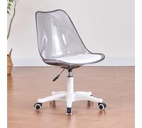 Moderna silla ergonómica de oficina de acrílico transparente sin brazos con ruedas giratoria de 360° de altura ajustable, bonita silla de tocador rodante para oficina en casa.