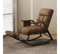 Moderna silla mecedora tapizada con reposapiés, respaldo alto ajustable y bolsillo lateral, sillón relajante para sala de estar o dormitorio (gris oscuro)