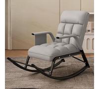Moderna silla mecedora tapizada con reposapiés y respaldo alto ajustable, sillón relajante con bolsillo lateral para sala de estar y dormitorio, color gris oscuro
