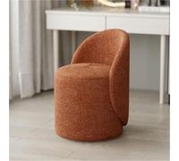 Moderna silla otomana de sherpa, silla de maquillaje de cordero sintético con acolchado suave y giratorio de 360° para sala de estar de larga duración