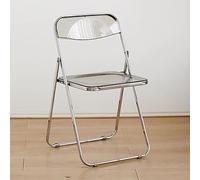 Moderna silla plegable de acrílico apilable, sin reposabrazos, cómoda y diseño de plástico, versátil color gris para comedor y eventos, perfecta para uso doméstico y de oficina
