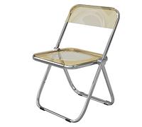 Moderna silla plegable transparente, asiento de comedor de plástico de policarbonato acrílico con marco cromado, fácil montaje, muebles de sala de estar elegantes, color: marrón