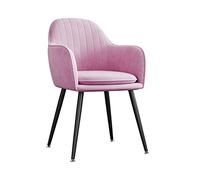 Moderna silla rosa con patas de metal negro para tocador o tocador, ideal para sala de estar o dormitorio