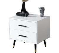 Moderna simplicidad de madera maciza con 2 cajones, decoración de mesita de noche con patas de metal, no es necesario instalar 40/45/50 cm