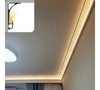Moderna tira de luz LED de techo con difusor, canal de pared versátil para molduras de corona y molduras de zócalo, opciones de 4 a 100 pies, negro, 7 m / 22.9ft de longitud, iluminación de bajo