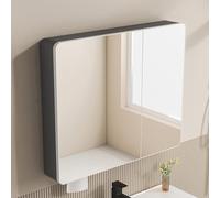 Moderna tira de luz LED para baño, botiquín con diseño impermeable y a prueba de humedad, agujero de dibujo de papel y almacenamiento oculto rectangular con espejo para baño