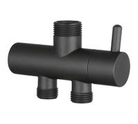 Moderna válvula desviadora de ducha de 2 vías montado en la pared divisor de agua para duchas, interruptor de salida de baño cromado de cobre con función giratoria (negro)