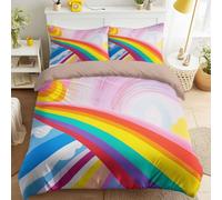 Moderna vanguardia transpirable funda nórdica geométrica abstracta sin arrugas, arco iris, nubes, remolinos, ropa de cama acogedora, color beige, resistente a los colores, para adultos, 200 x 200 cm