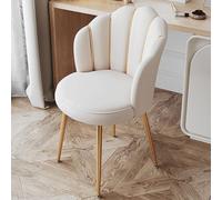 Moderna y cómoda tumbona con respaldo, acero al carbono y taburete de maquillaje de espuma/látex, 31 x 31 x 74 cm, disponible en 6 colores, ideal para decoración de dormitorio (látex beige)