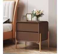 Moderna y elegante mesita de noche para dormitorio, mesa auxiliar de 2 cajones con patas altas, diseño resistente, color marrón, 45 x 40 x 50 cm, perfecta para almacenamiento y decoración