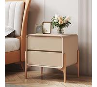 Moderna y elegante mesita de noche para dormitorio, mesa de noche de 2 cajones con patas altas, diseño resistente, color caqui claro, tamaño: 50 x 40 x 50 cm, perfecta para decoración del hogar