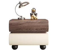 Moderna y práctica mesita de Noche, mesita Auxiliar Minimalista y Funcional con Estructura de Madera, Mueble versátil Apto Tanto for el Dormitorio como for el salón.(D,45CM(17.7in))