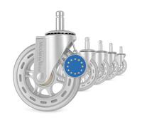 ModernAlma® - Ruedas Silla Oficina 11x22mm Goma Silicona Antirayas | Juego 5 Ruedas Universales para Parquet y Alfombra | Silla Gaming Silenciosas y Resistentes (Plateada/Transparente)