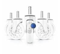 ModernAlma® - Ruedas Silla Oficina 11x22mm | Pack de 5 Premium Universal para Parquet y Alfombra | Silenciosas y Antirayas | Silla Gaming Resistentes (Blanco)