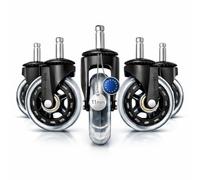 ModernAlma® - Ruedas Silla Oficina 11x22mm | Pack de 5 Premium Universal para Parquet y Alfombra | Silenciosas y Antirayas | Silla Gaming Resistentes (Negra/Transparente)