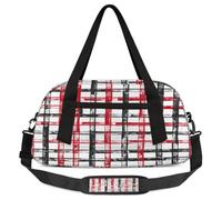 Modernas bolsas de lona para niños, a cuadros, color rojo y negro, ligeras, para gimnasio, para niños, para llevar durante la noche, para fin de semana, viajes, baile, Moderno cuadros rojos y negros,