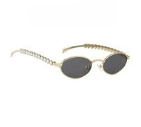 Modernas gafas elipsoidales de entonación de piedra brillante, marco delgado de metal para un uso prolongado, comodidad arquitecta, gafas de sol elipsoidales para adultos