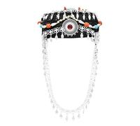 Modernas gorras de turquesa con diamantes de imitación y elegantes borlas doradas, accesorios para fotos y borlas doradas, llamativo tocado