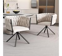 ModernLuxe Juego de 2 sillas de comedor de terciopelo, sillas giratorias de lujo con función de 360°, sillón moderno para salón y dormitorio, silla giratoria con marco de metal resistente, diseño