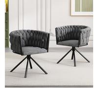 ModernLuxe Juego de 2 sillas de comedor de terciopelo, sillas giratorias de lujo con función de 360°, sillón moderno para salón y dormitorio, silla giratoria con marco de metal resistente, diseño