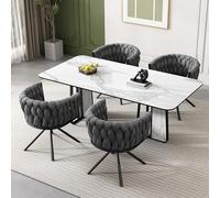 ModernLuxe Juego de 4 sillas de comedor de terciopelo, sillas giratorias de lujo con función de 360°, sillas modernas para salón y dormitorio, sillas giratorias con marco de metal resistente, diseño