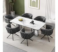 ModernLuxe Juego de 6 sillas de comedor de terciopelo, sillas giratorias de lujo con función de 360°, sillas modernas para salón y dormitorio, sillas giratorias con marco de metal resistente, diseño
