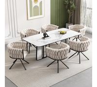 ModernLuxe Juego de 6 sillas de comedor de terciopelo, sillas giratorias de lujo con función de 360°, sillas modernas para salón y dormitorio, sillas giratorias con marco de metal resistente, diseño