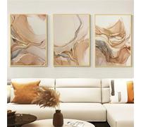 Moderno Abstracto Beige Oro Mármol Carteles de Lujo Arte de Pared Pintura en Lienzo Impresión Imágenes Sala de Estar Cocina Oficina Interior Decoración del Hogar-60*90Cm*3/(24*35Inch*3) Sin Marco