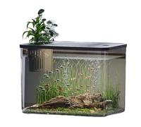 Moderno acuario a prueba de fugas con tapa segura para niños y soporte para plantas, para el hogar, oficina, escritorio, hábitat de peces con tapa