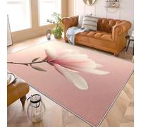 Moderno Alfombra para Decoración Hogar 80x150 cm Primer Plano Una Flor RomáNtica Antideslizante Alfombra Lavable Interior Tapetes Pelo Corto Rosa para Salón, Dormitorio, Comedor Habitación Juvenil