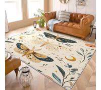 Moderno Alfombra para Decoración Hogar 80x150 cm Tema RomáNtico De Mariposas Antideslizante Alfombra Lavable Interior Tapetes Pelo Corto Blanco Claro para Salón, Dormitorio, Comedor Habitación Juvenil
