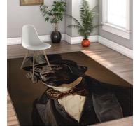 moderno Animal 180x270cm lavable Alfombra Pet Portrait Alfombrilla for salon Dog in a Suit estampado Soft Thin Tapete Gentleman Elegant Style antideslizante Backing pelo corto Large Home Decor
