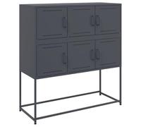 Moderno aparador alto buffet 100,5 x 39 x 107 cm, acero antracita oscuro, Credenza para comedor y cocina, elegante armario de almacenamiento para entrada contemporánea del hogar