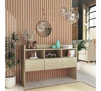 Moderno armario alto Credenza - 105 x 30 x 70 cm, roble, consola multiusos para baño, entrada, sala de estar, oficina, elegante solución de almacenamiento para balcones e interiores