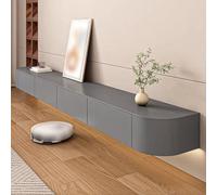 Moderno armario de almacenamiento montado en la pared con compartimentos ocultos, mueble flotante de TV para apartamentos, elegante consola multimedia con estantes abiertos (gris, 280 cm)