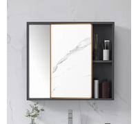 Moderno armario de aluminio con espejo de baño con puerta corredera, almacenamiento montado en la pared para artículos de tocador, gabinete oculto para medicina que ahorra espacio con estantes