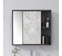 Moderno armario de baño de aluminio montado en la pared con puerta corredera, elegante almacenamiento oculto para artículos de tocador y espacio organizado, estantes que ahorran espacio incluidos