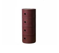 Moderno armario de baño redondo de plástico de 4 niveles con puertas correderas, mesa multifuncional para sala de estar, dormitorio, cocina, soluciones de almacenamiento