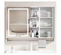 Moderno armario de pared con espejo de baño con almacenamiento, 35.4 x 25.6 pulgadas, elegante gabinete de medicina con espejo para espacio organizado