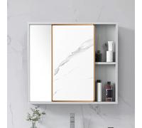 Moderno armario de pared con espejo de baño de aluminio con puerta corrediza, almacenamiento que ahorra espacio para artículos de tocador, botiquín oculto con estantes, organizador elegante