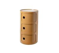 Moderno armario lateral de ternera de 3 niveles con puertas correderas, mesa auxiliar redonda multifuncional, elegante mesita de noche para almacenamiento de dormitorio (dientes amarillos)